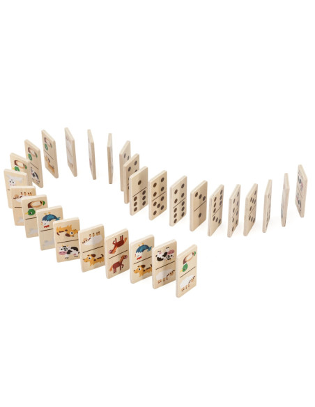 VIGA Drewniane Domino 2w1 Zwierzęta i Liczby