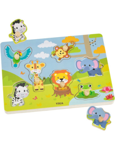 VIGA Puzzle Dźwiękowe Dopasuj Zwierzęta Egzotyczne