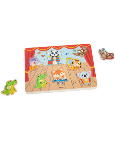 VIGA Puzzle Dźwiękowe Dopasuj Muzykujące Zwierzęta