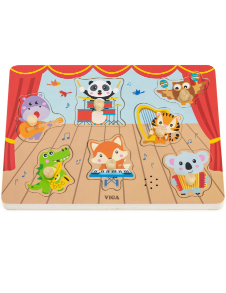 VIGA Puzzle Dźwiękowe Dopasuj Muzykujące Zwierzęta