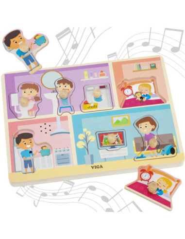 VIGA Puzzle Dźwiękowe Dopasuj Codzienne Aktywności