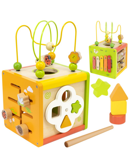 VIGA Drewniana Kostka Edukacyjna 5w1