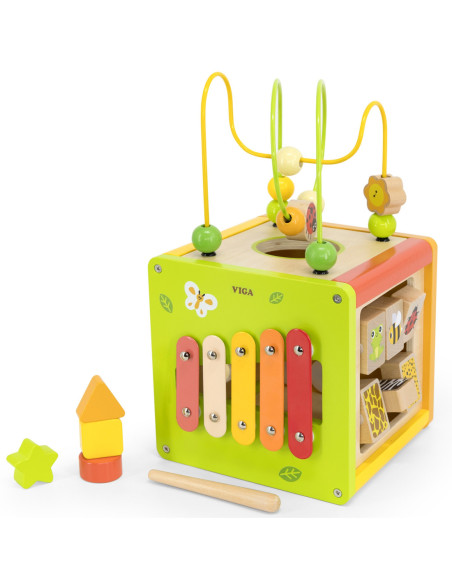 VIGA Drewniana Kostka Edukacyjna 5w1