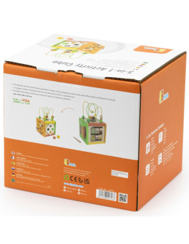 VIGA Drewniana Kostka Edukacyjna 5w1