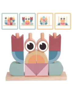 TOOKY TOY Krab Układanka Drewniana Stosy Klocki Bloki Pastelowy