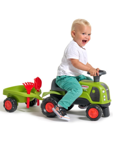 FALK Jeździk Claas 470 Arion Zielony z Przyczepką  + Zestaw do piasku