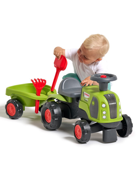 FALK Jeździk Claas 470 Arion Zielony z Przyczepką  + Zestaw do piasku