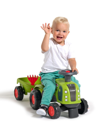 FALK Jeździk Claas 470 Arion Zielony z Przyczepką  + Zestaw do piasku