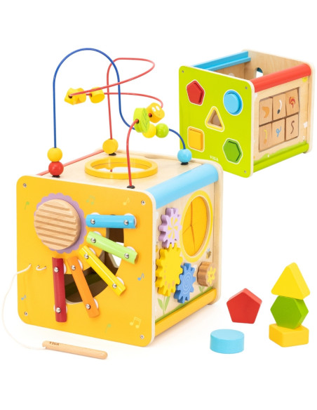 Viga Drewniana Kostka Edukacyjna 5w1