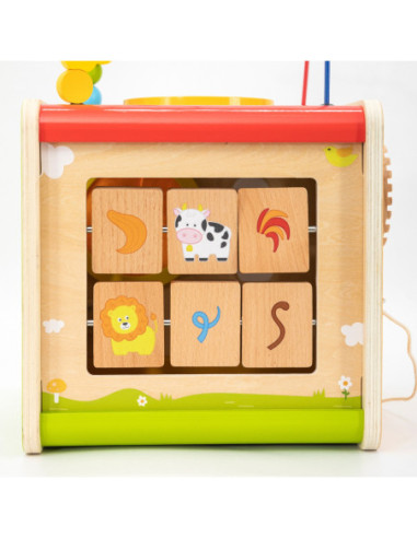 Viga Drewniana Kostka Edukacyjna 5w1