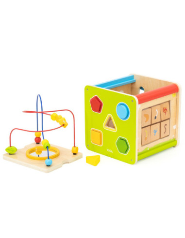 Viga Drewniana Kostka Edukacyjna 5w1