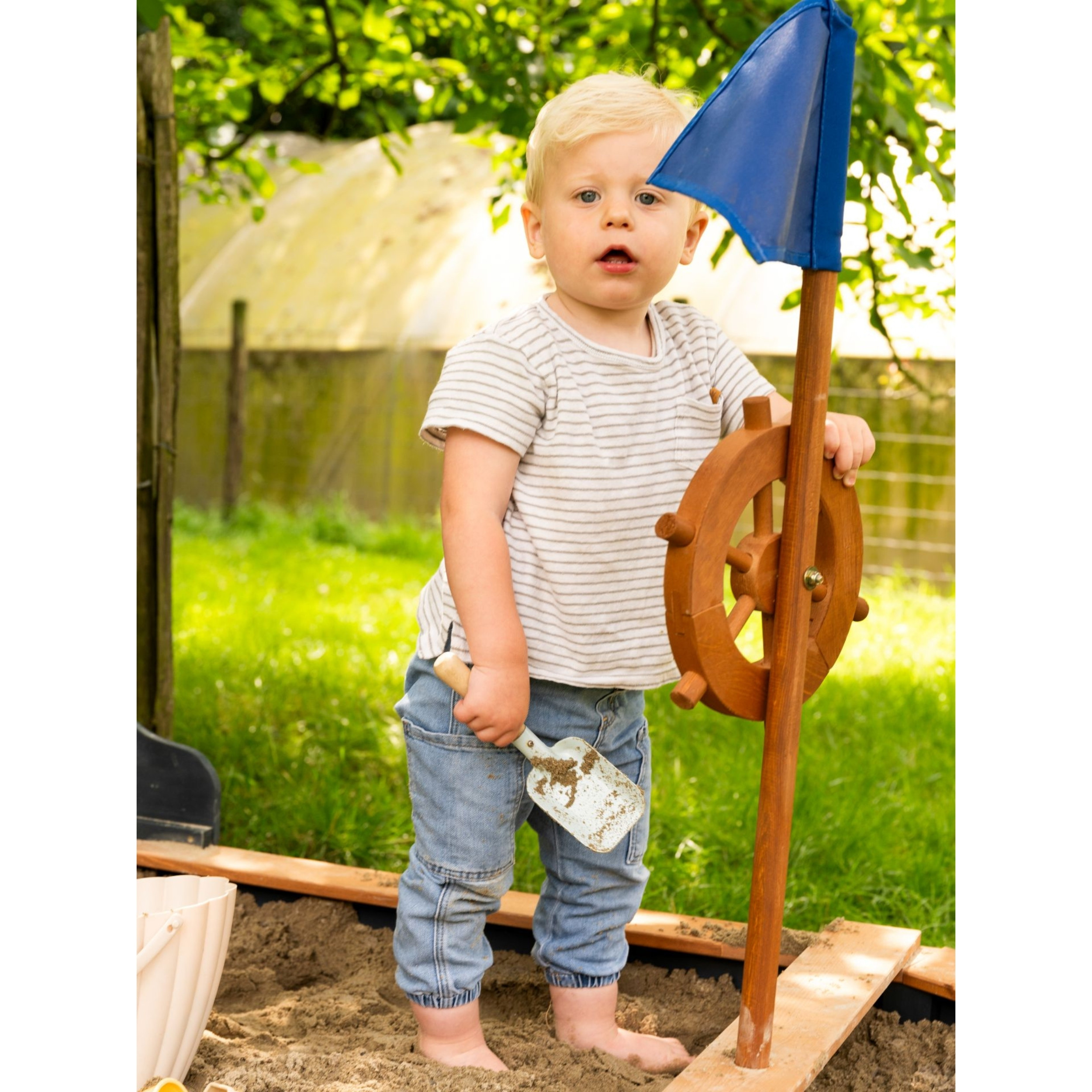 Drewniana piaskownica statek piracki doris ze schowkiem + pokrowiec 153 cm - 22 z 32