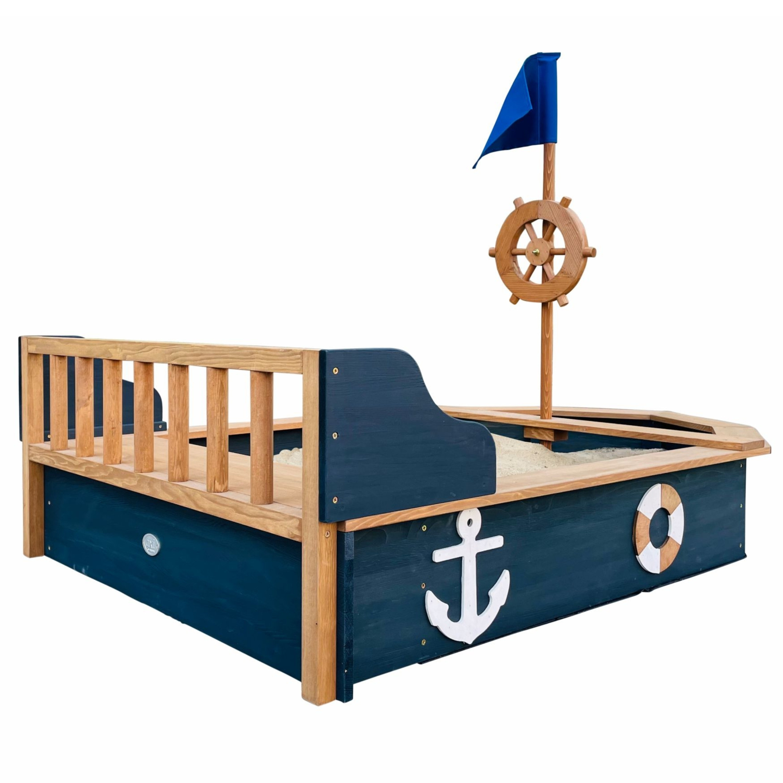 Drewniana piaskownica statek piracki doris ze schowkiem + pokrowiec 153 cm - 28 z 32