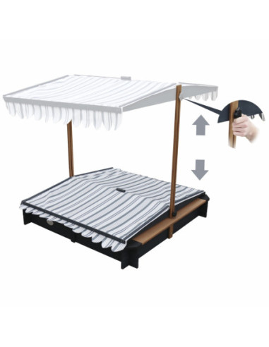 AXI Drewniana Piaskownica z Daszkiem Zamykana z Ławkami