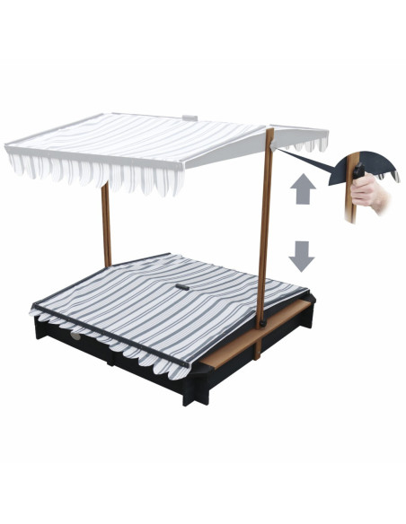 AXI Drewniana Piaskownica z Daszkiem Zamykana z Ławkami