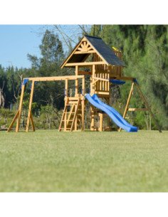 AXI Mitch - Duży Plac Zabaw Drewniany Zjeżdżalnia Hustawki Ścianka Wspinaczkowa + Wieża 2