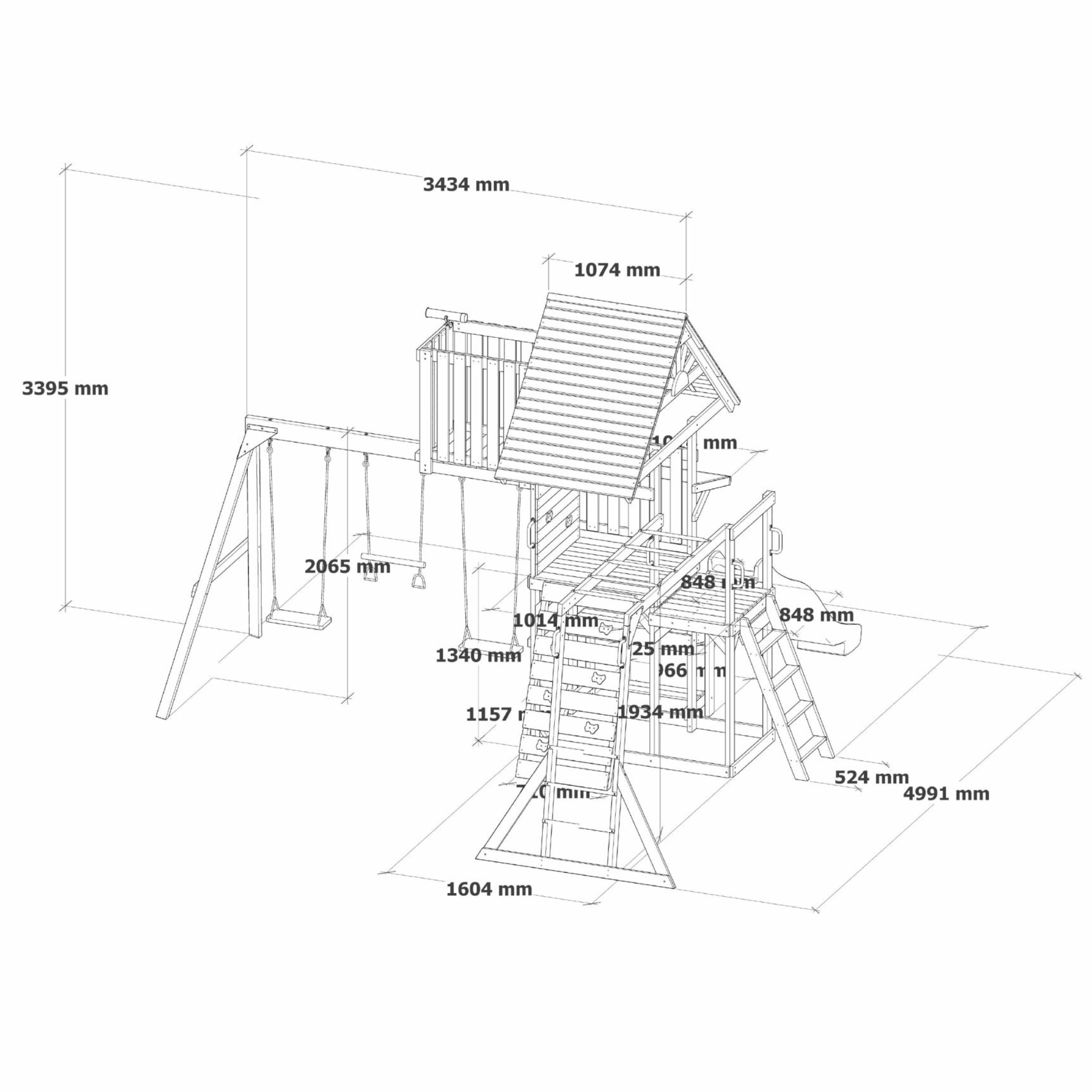 Mitch play tower - duży plac zabaw drewniany zjeżdżalnia hustawki ścianka wspinaczkowa + wieża - 46 z 46