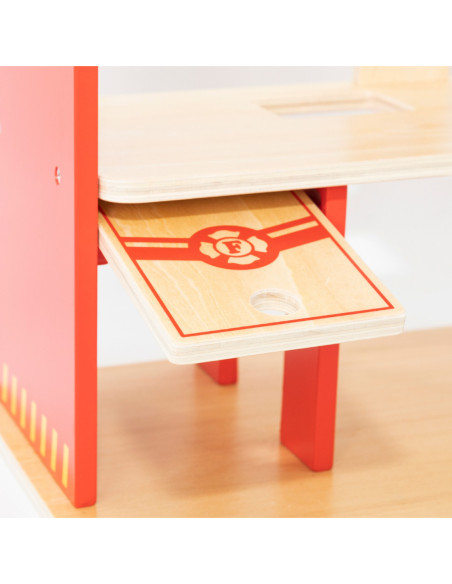 VIGA Drewniana 3 Piętrowa Remiza Strażacka Zestaw