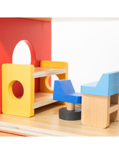 VIGA Drewniana 3 Piętrowa Remiza Strażacka Zestaw