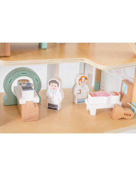 VIGA Drewniany 3 Piętrowy Szpital Zestaw
