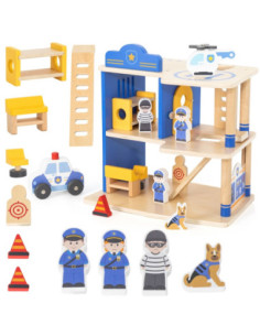 VIGA Drewniany 3 Piętrowy Posterunek Policyjny Zestaw