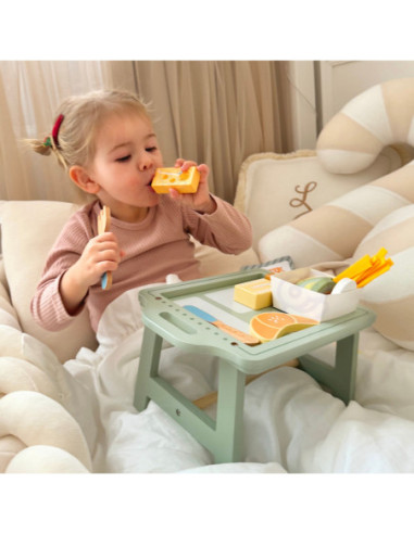 WOOPIE GREEN Zestaw Śniadaniowy z Tacą i Akcesoriami Serwis Pastelowy