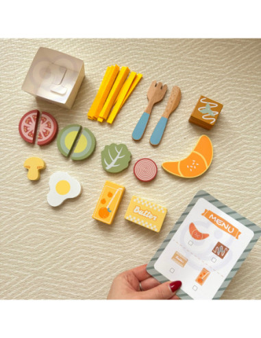 WOOPIE GREEN Zestaw Śniadaniowy z Tacą i Akcesoriami Serwis Pastelowy