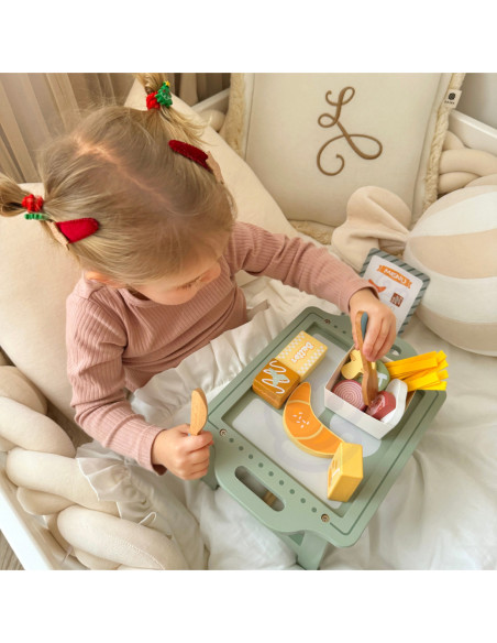 WOOPIE GREEN Zestaw Śniadaniowy z Tacą i Akcesoriami Serwis Pastelowy