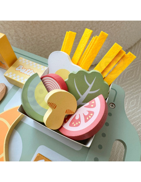 WOOPIE GREEN Zestaw Śniadaniowy z Tacą i Akcesoriami Serwis Pastelowy