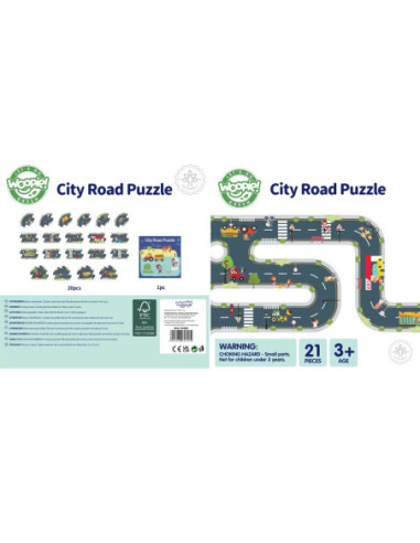 WOOPIE GREEN Droga Puzzle dla Dzieci Autostrada Makieta 21 el. Certyfikat FSC