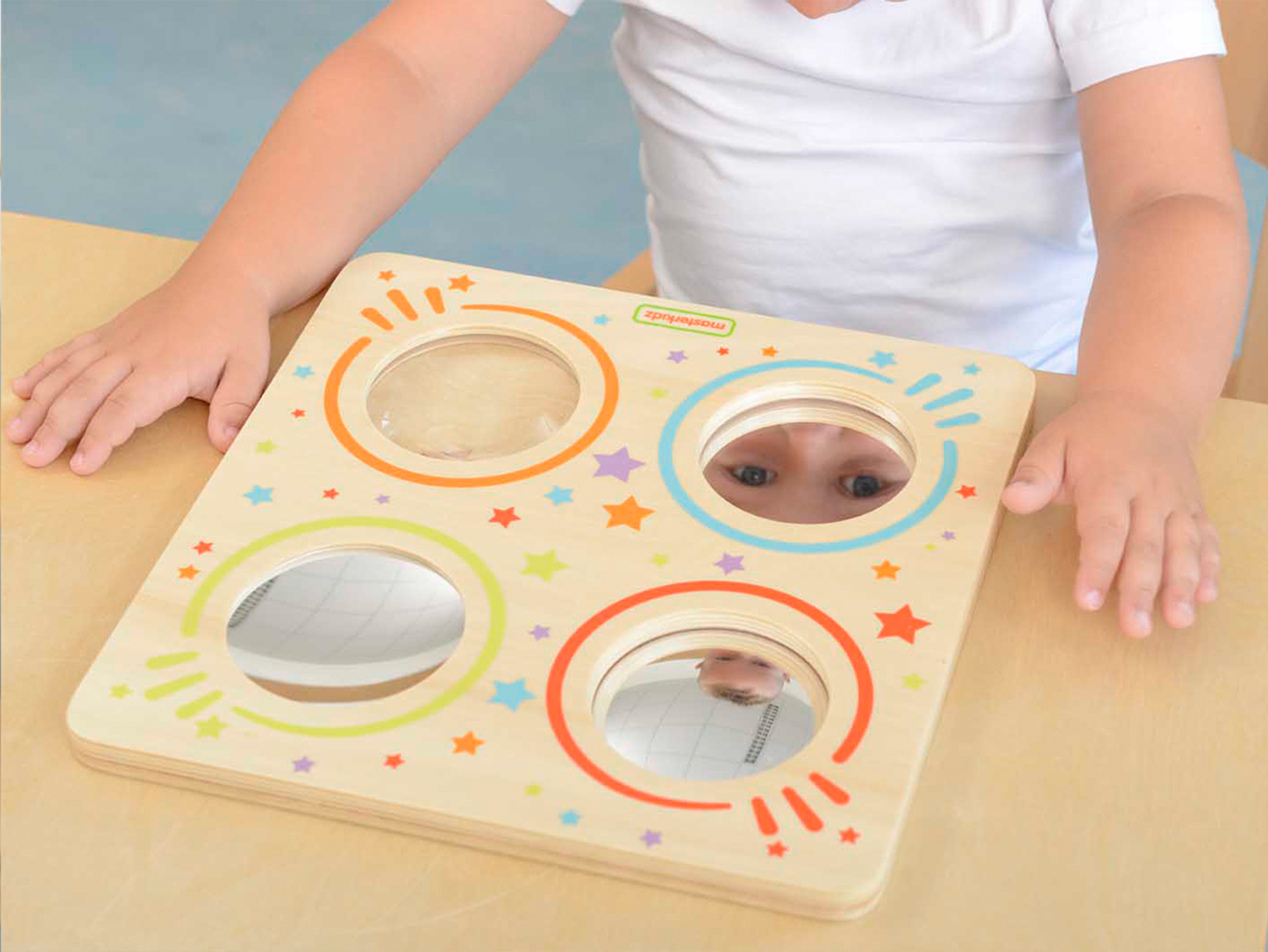 Sensoryczna tablica lustra i soczewki zakrzywienia obrazu montessori