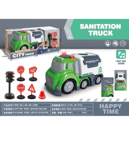 WOOPIE Śmieciarka CITY TRUCK Efekty Dźwiękowe i Świetlne