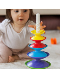 Spalvotas bokštelis, piramidėlė, edukacinis žaislas WOOPIE BABY 18m+ 2