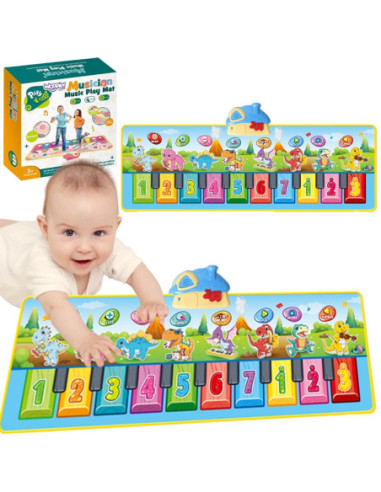 WOOPIE Mata Muzyczna XXL Dinusie 2w1 Pianinko 8 Melodii 110cm