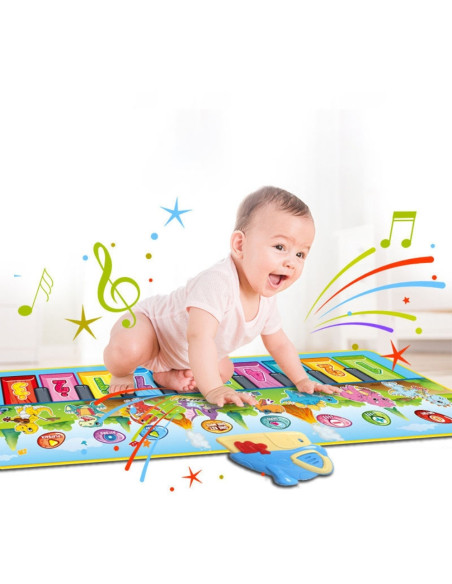 WOOPIE Mata Muzyczna XXL Dinusie 2w1 Pianinko 8 Melodii 110cm