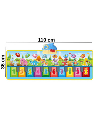 WOOPIE Mata Muzyczna XXL Dinusie 2w1 Pianinko 8 Melodii 110cm