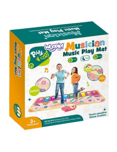 WOOPIE Mata Muzyczna XXL Dinusie 2w1 Pianinko 8 Melodii 110cm