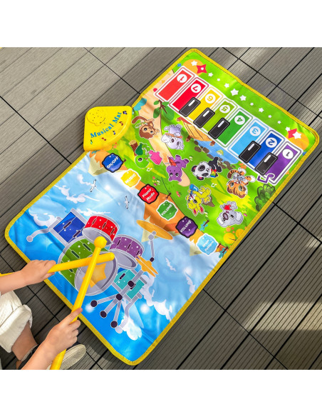 WOOPIE Mata Muzyczna Zwierzątka Interaktywne Pianino I Perkusja 2w1