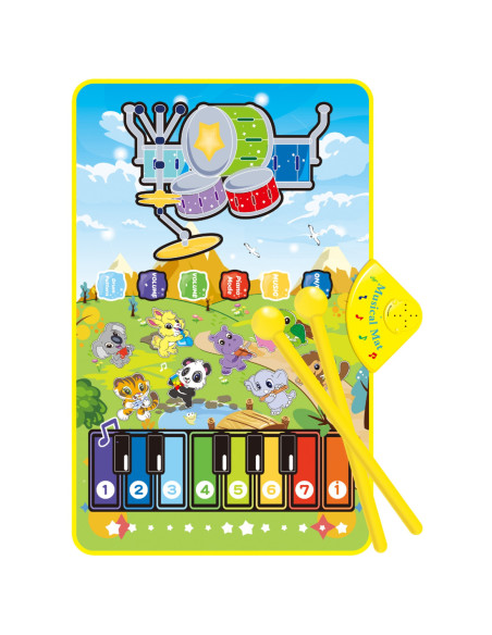 WOOPIE Mata Muzyczna Zwierzątka Interaktywne Pianino I Perkusja 2w1