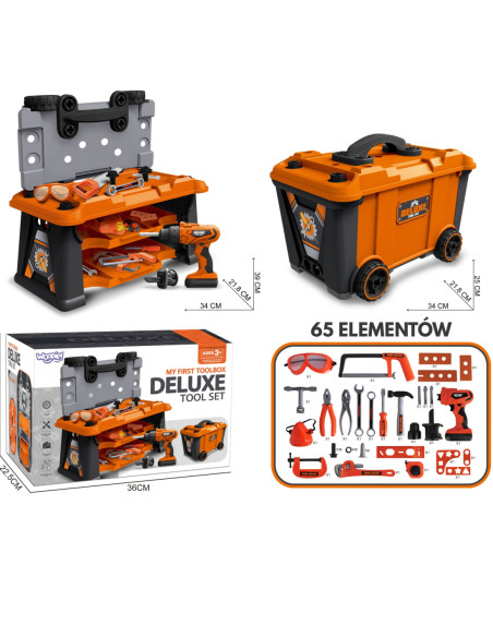 WOOPIE Mobilna Skrzynia Na Narzędzia Warsztat 2w1 65 el.