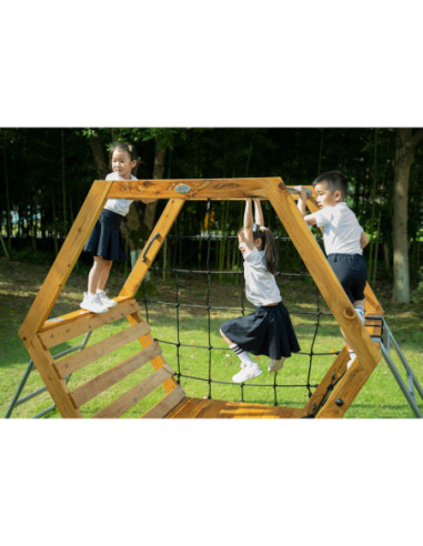 Classic World Edu Drewniany Zestaw Wspinaczkowy Heksagenalny Plac Zabaw