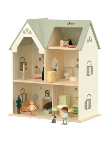 CLASSIC WORLD Wielki Drewniany Domek dla Lalek z mebelkami