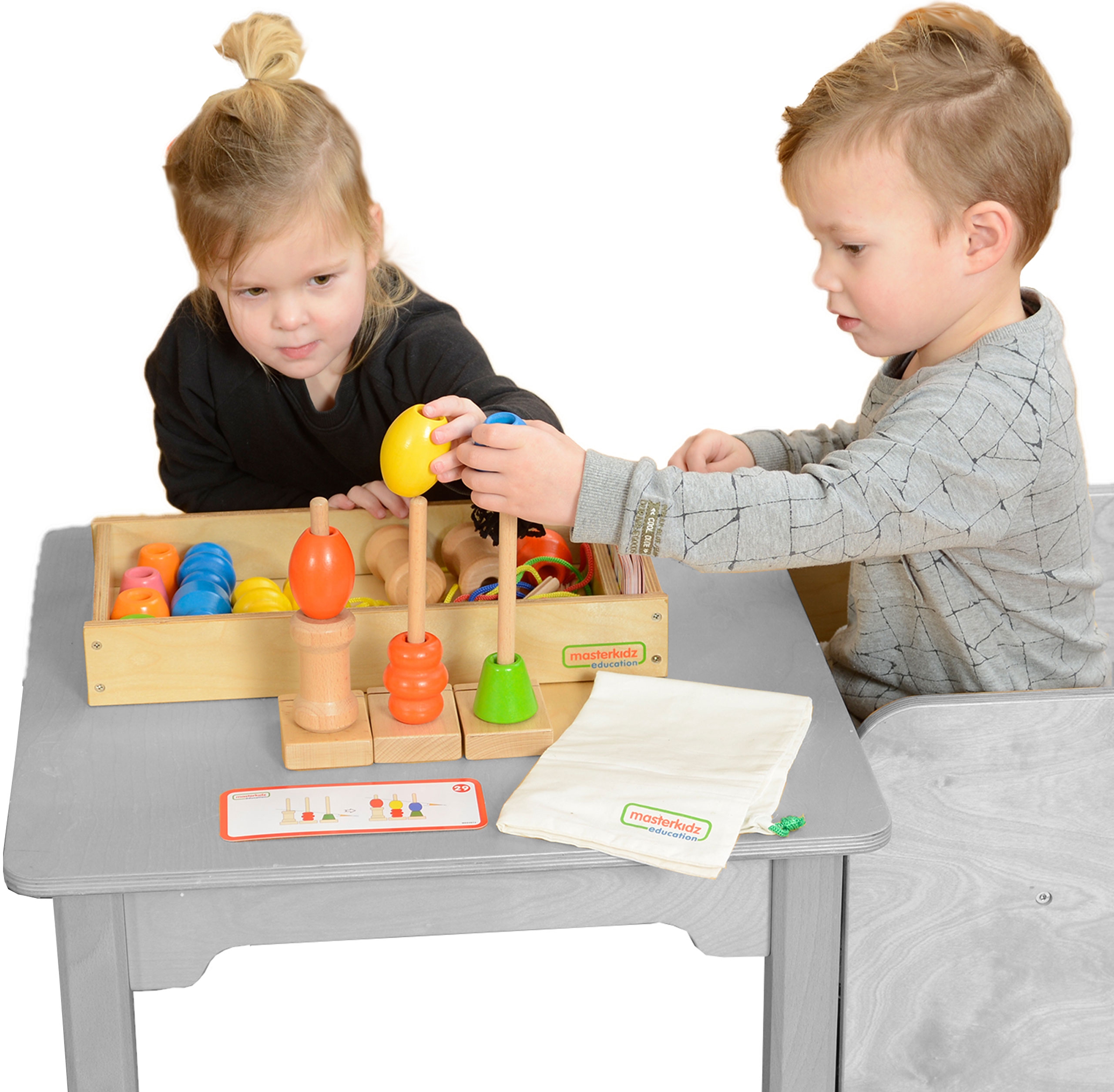 Duża drewniana nawlekanka sznurowanka montessori