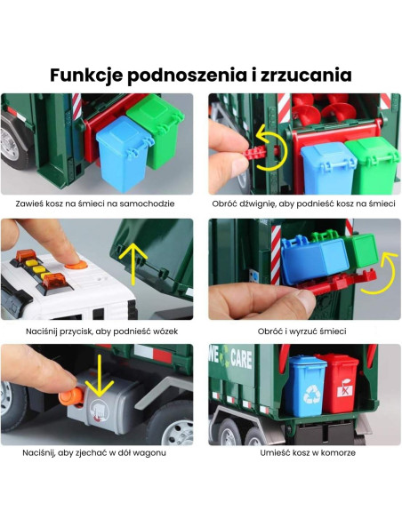 WOOPIE Śmieciarka Ciężarówka Segregacja Śmieci - skala 1:10