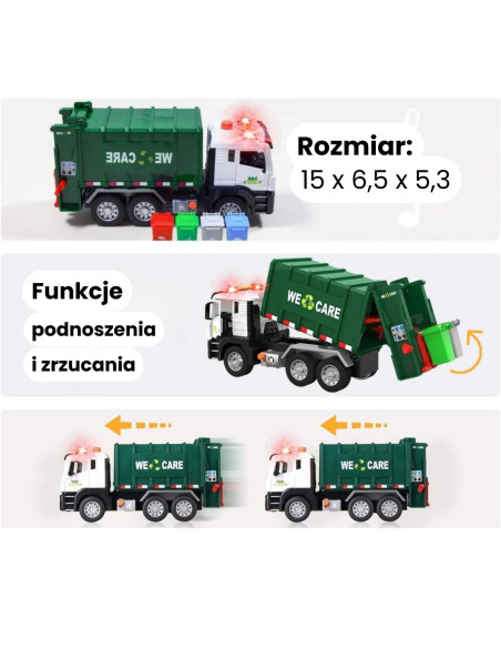 WOOPIE Śmieciarka Ciężarówka Segregacja Śmieci - skala 1:10