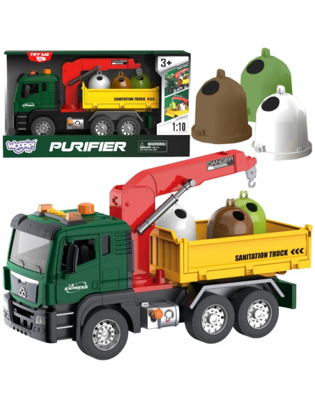 WOOPIE Ciężarówka Śmieciarka z Dźwigiem Segregacja Śmieci - skala 1:10