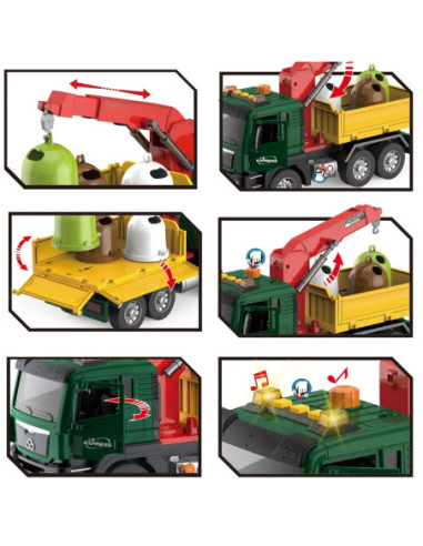 WOOPIE Ciężarówka Śmieciarka z Dźwigiem Segregacja Śmieci - skala 1:10