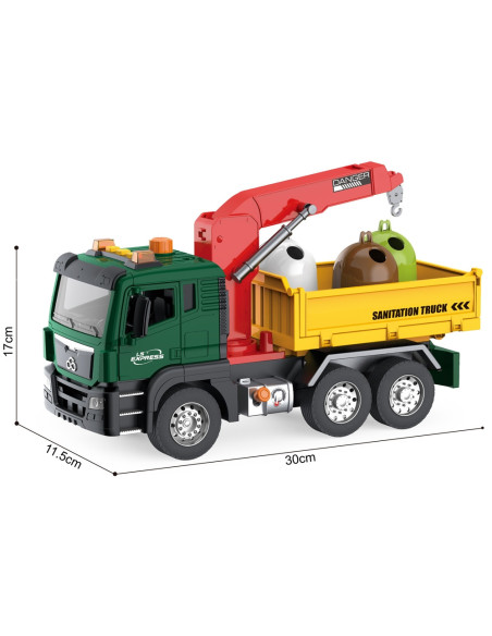 WOOPIE Ciężarówka Śmieciarka z Dźwigiem Segregacja Śmieci - skala 1:10