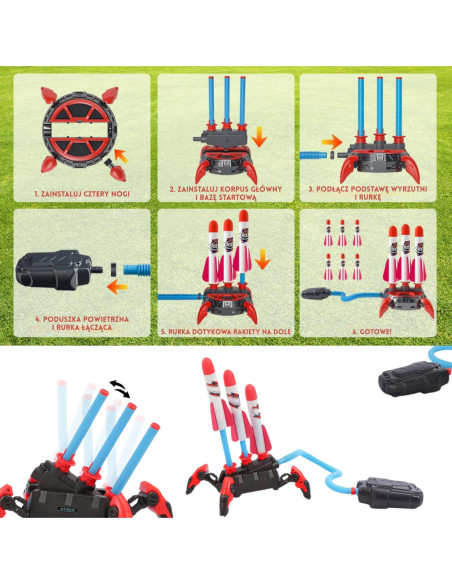 WOOPIE Wyrzutnia Rakiet Piankowych 6 szt.