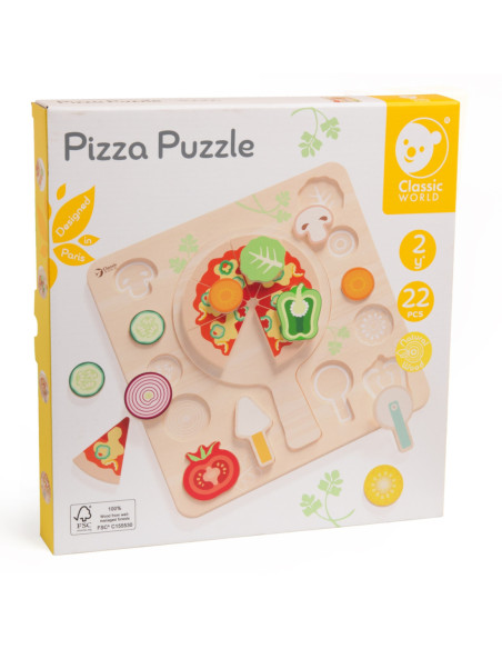 CLASSIC WORLD Drewniana Układanka Robienie Pizzy 22 el.